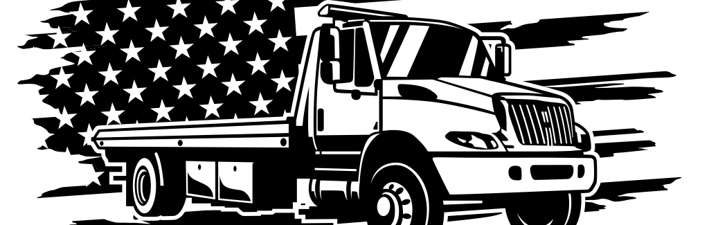 American Flag, Two Truck