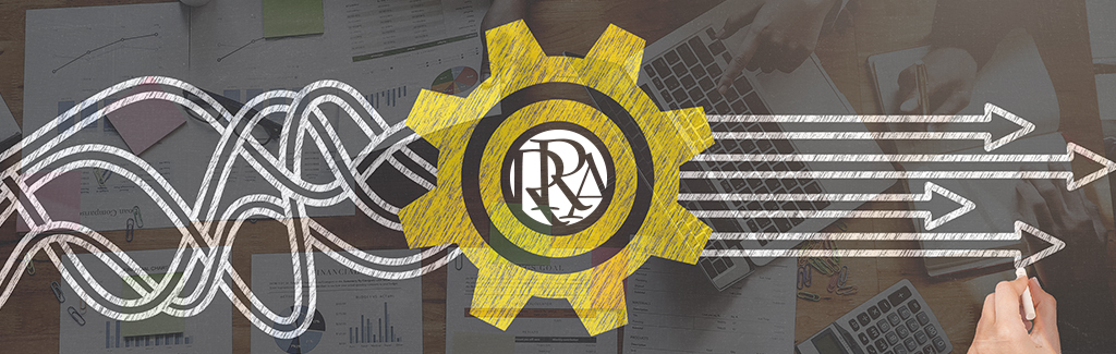 Image showing Robertson Ryan Logo within a gear icon. People working in background