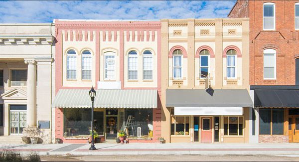 Image of quaint, small town buildings/storefronts