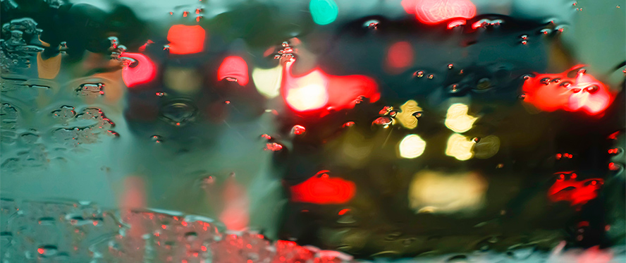 Car windshield in the rain