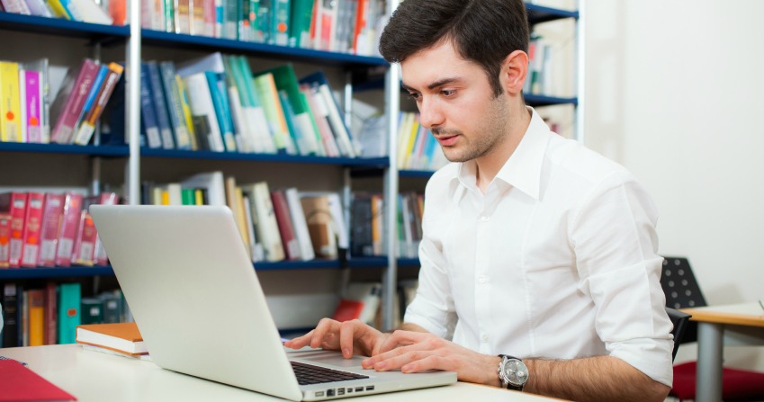 Man in library