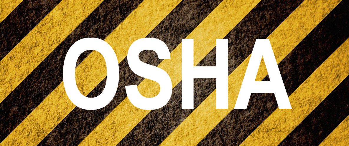 OSHA text superimposed above yellow and black diagonal lines