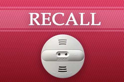 Smoke detector with the word Recall above it