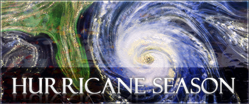 Satellite image of a hurricane with the words Hurricane Season