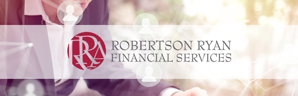 Robertson Ryan Financial Services logo superimposed over image of someone working at their desk