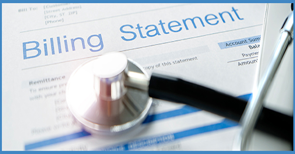 Billing statement with a stethoscope on top of it