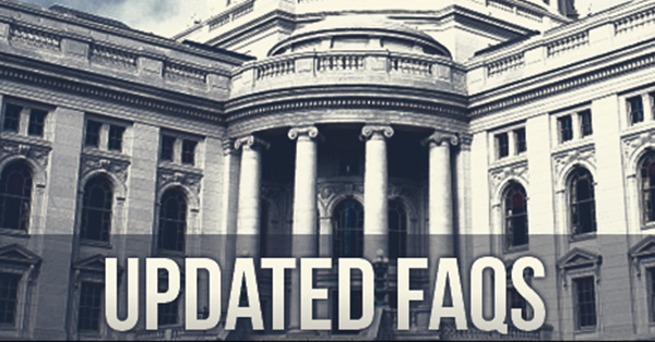 State building with the words Updated FAQs superimposed