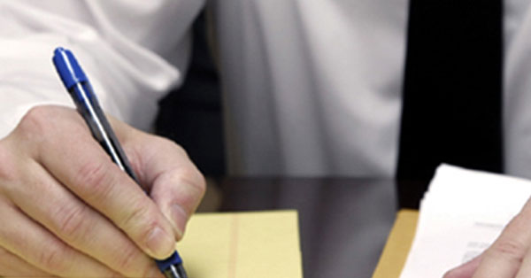 Man reviewing document