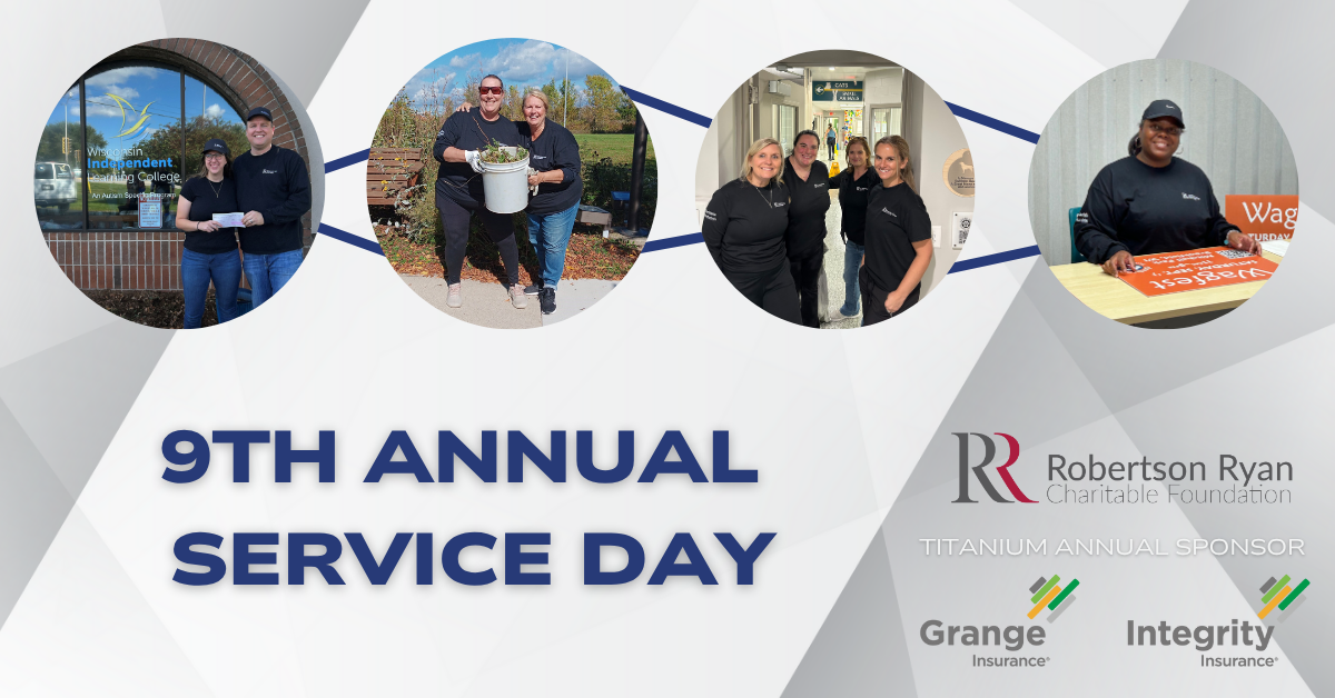 9th Annual Service Day Banner Showing People Volunteering